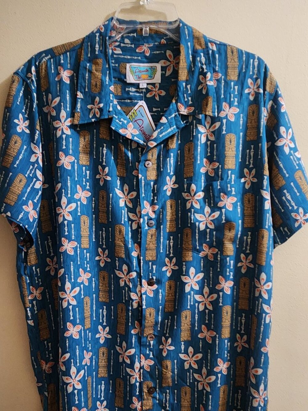Men's Atomic Tiki Retro Reproduction Button-up T-Shirt